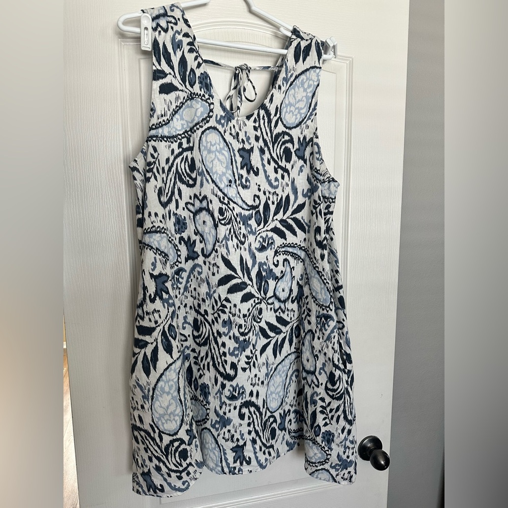 Lucky Brand Asymmetrical Dress in Navy and White